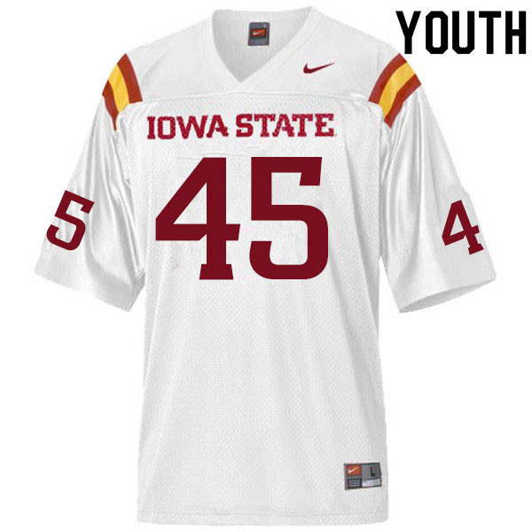 Iowa State Cyclones Youth #45 Ben Latusek Nike NCAA Authentic White College Stitched Football Jersey EW42J63QG